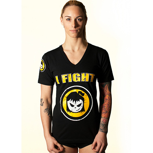 Fighter Girl- Women’s Black V-Neck I Fight T-Shirt