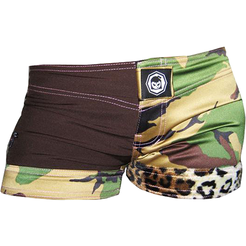 Mini Leopard Board Shorts Green and Brown