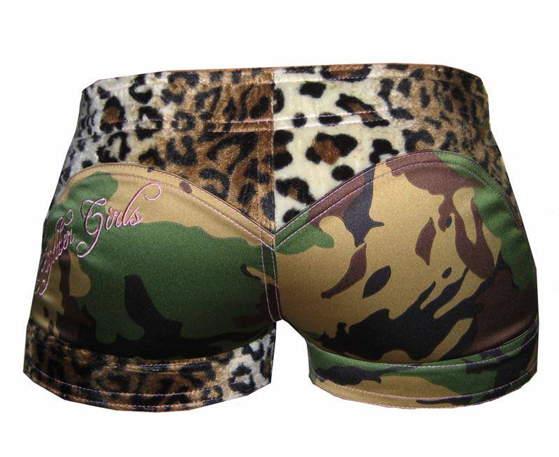 Mini Leopard Board Shorts Green and Brown